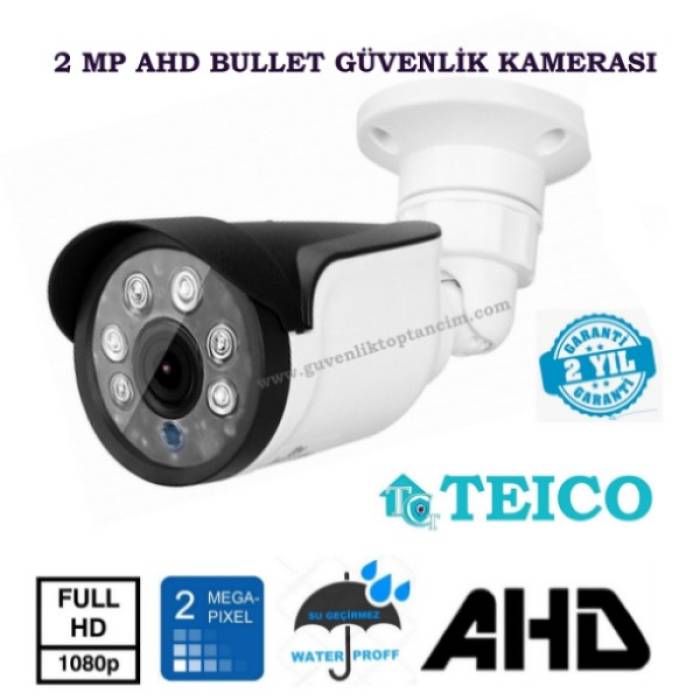 2 Mp 6 Atom Led Ahd Bullet Güvenlik Kamerası 1080p Teico-1216