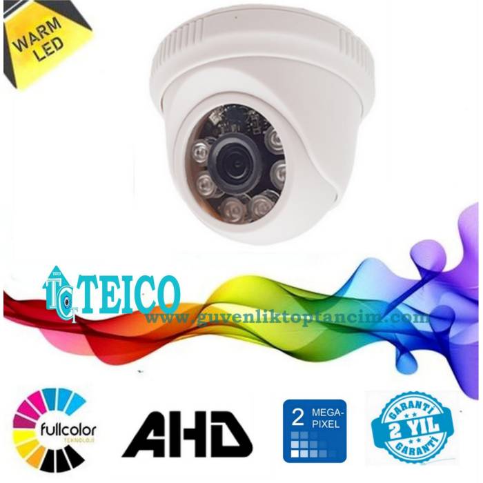 2 Mp Ahd Warm Led Renkli 1080p Dome Güvenlik Kamerası Teico-1224