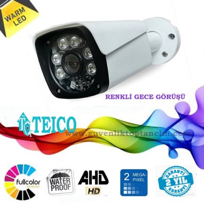 2 Mp Ahd Warm Led Renkli Metal Kasa Güvenlik Kamerası Teico-1622