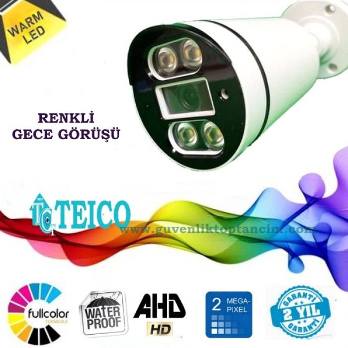 2 Mp Ahd Warm Led Renkli Plastik Kasa Güvenlik Kamerası Teico-1424