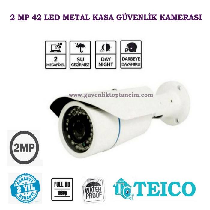 2 Mp 42 Led 1080p Ahd Bullet Metal Kasa Güvenlik Kamerası Teico-1442