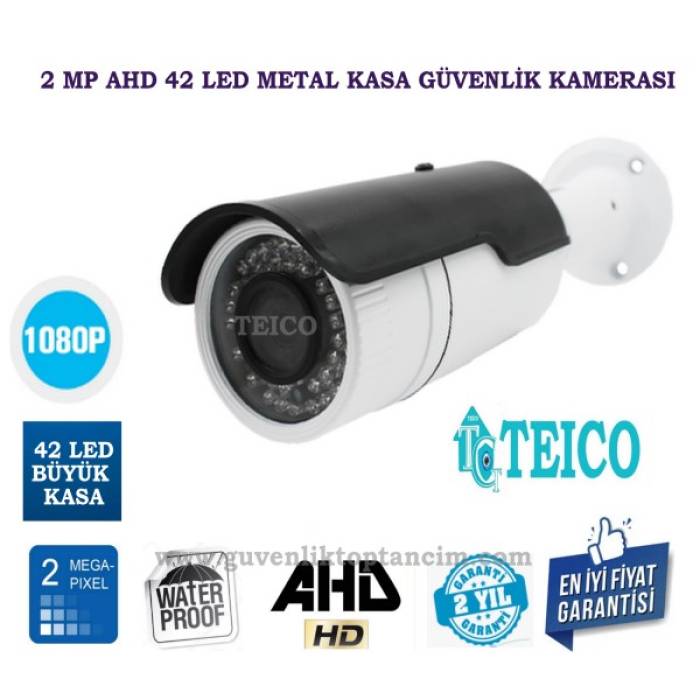 2 Mp 42 Led 1080p Ahd Bullet Metal Kasa Güvenlik Kamerası Teico-1142