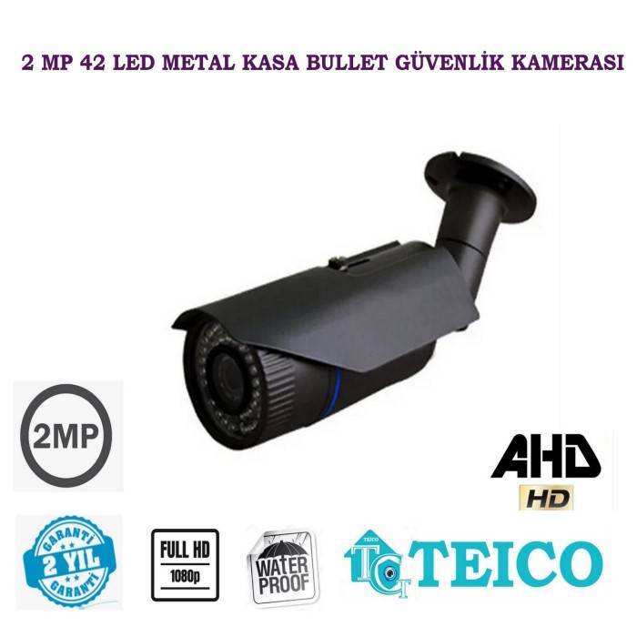 2 Mp 42 Led 1080p Ahd Bullet Metal Kasa Güvenlik Kamerası Teico-1242