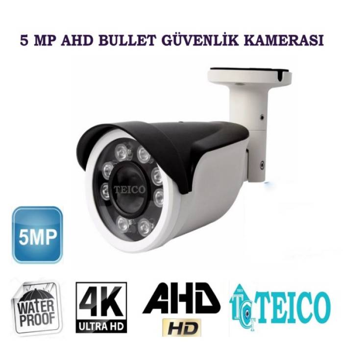 5 MP Ahd Bullet Güvenlik Kamerası 6 Atom Led Teico-1605