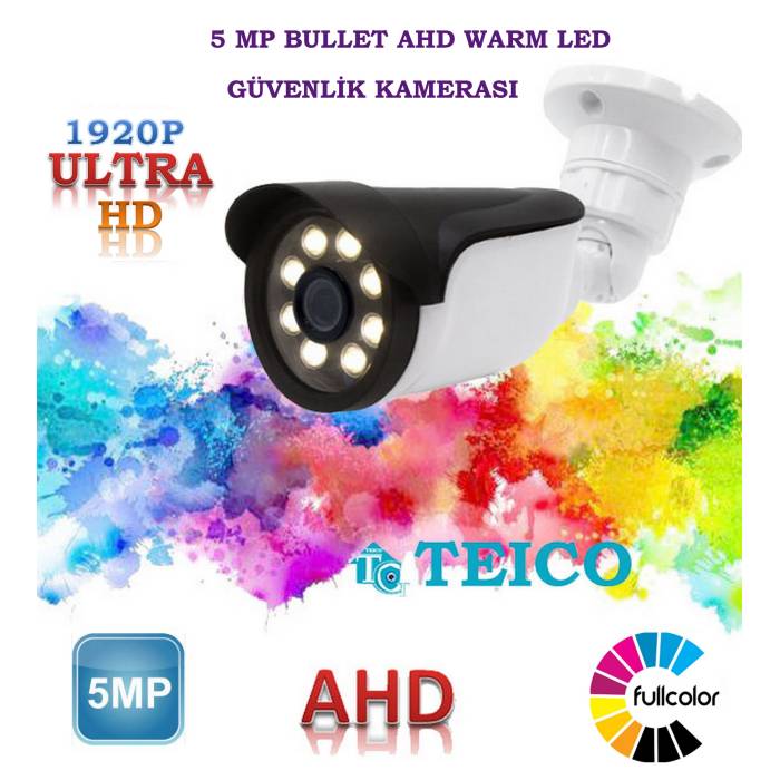 5 Mp Ahd Warm Led Renkli Güvenlik Kamerası Teico-1456