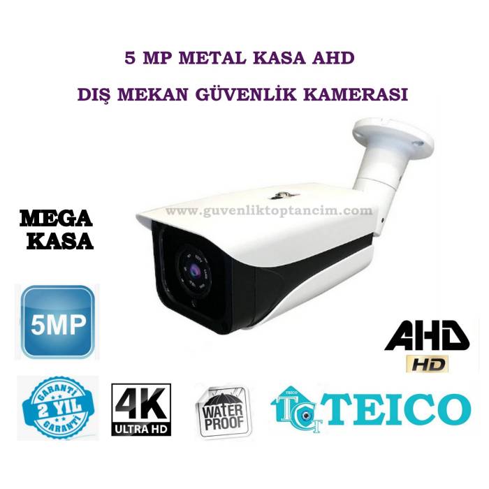 5 MP Ahd Bullet Güvenlik Kamerası Büyük Metal Kasa 4 Array Led Teico-1450