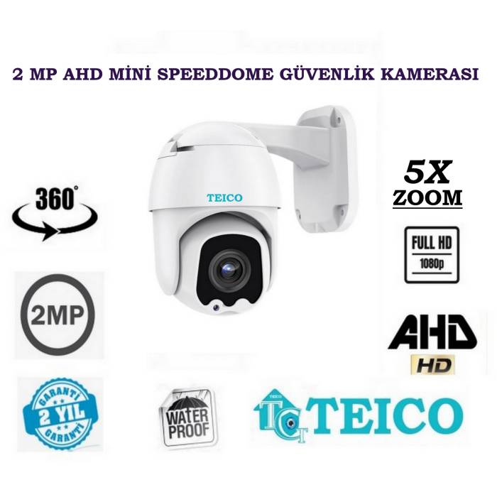 2 Mp AHD Mini Speed Dome 360 Derece PTZ Güvenlik Kamerası Teico-1602