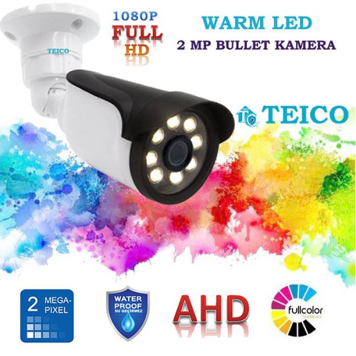 2 Mp Ahd Warm Led Renkli Plastik Kasa Güvenlik Kamerası Teico-1426