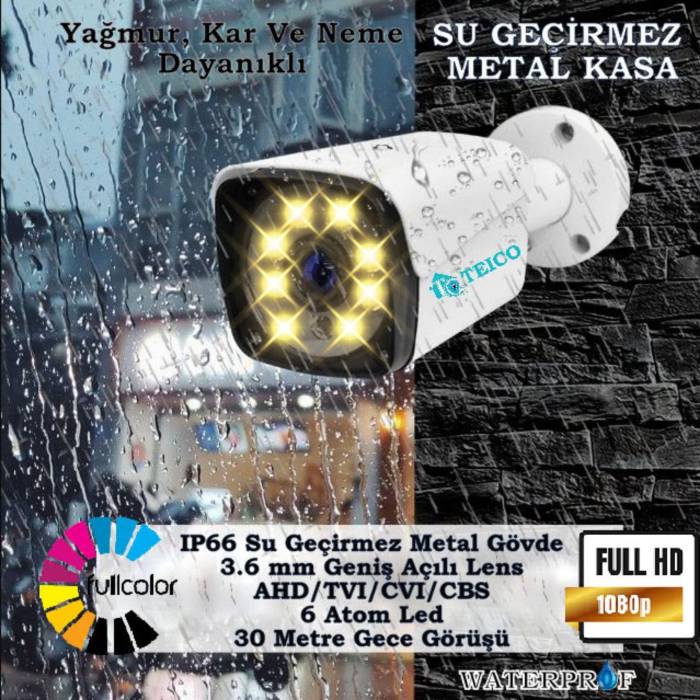 2 Mp Ahd Warm Led Renkli Metal Kasa Güvenlik Kamerası Teico-1622