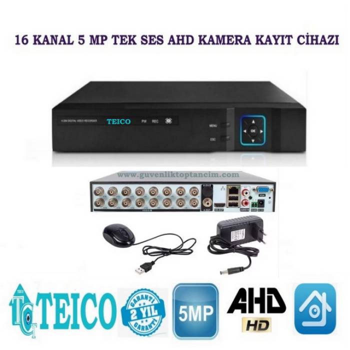 5 MP 16 Kanal AHD Hibrit Kamera Kayıt Cihazı DVR Teico-7560