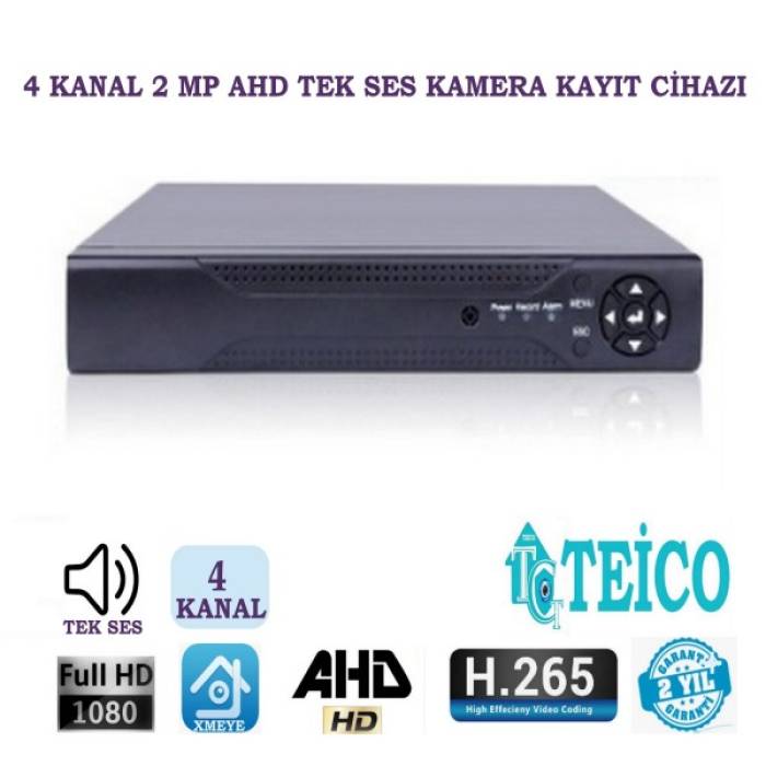 2 Mp 4 Kanal Tek Ses Ahd Hibrit Kamera Kayıt Cihazı Xmeye Dvr Teico-7124