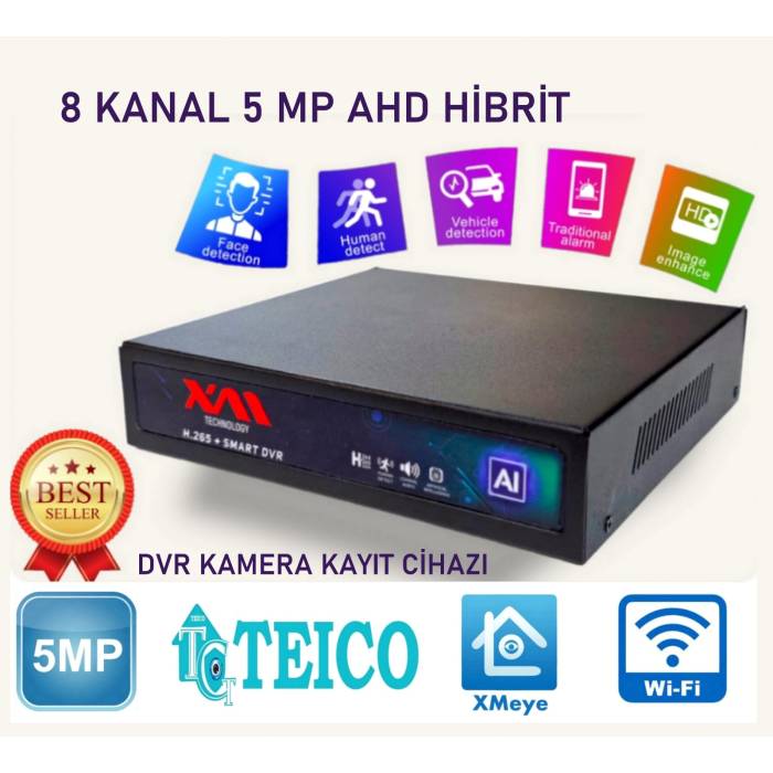 5 MP 4 Kanal AHD Hibrit Metal Kasa Kamera Kayıt Cihazı DVR Teico-7045