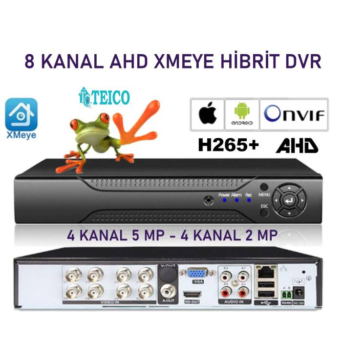 8 Kanal AHD Hibrit Dvr 2 MP Kamera Kayıt Cihazı Teico-7825