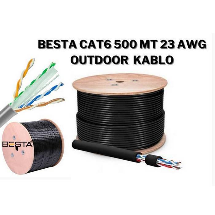 Besta Cat6 500mt 23awg Outdoor Siyah Ip Kamera Kablosu