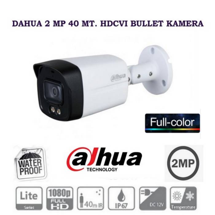 Dahua 2 MP HDCVI IR Bullet Renkli Dahili Mikrofonlu Kamera HAC-HFW1200TLM-A-LED-0360B-DIP