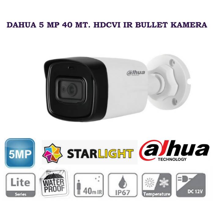 Dahua 5 MP Starlight 40 Mt. IR Bullet Kamera HAC-HFW1500TL-0360B-S2