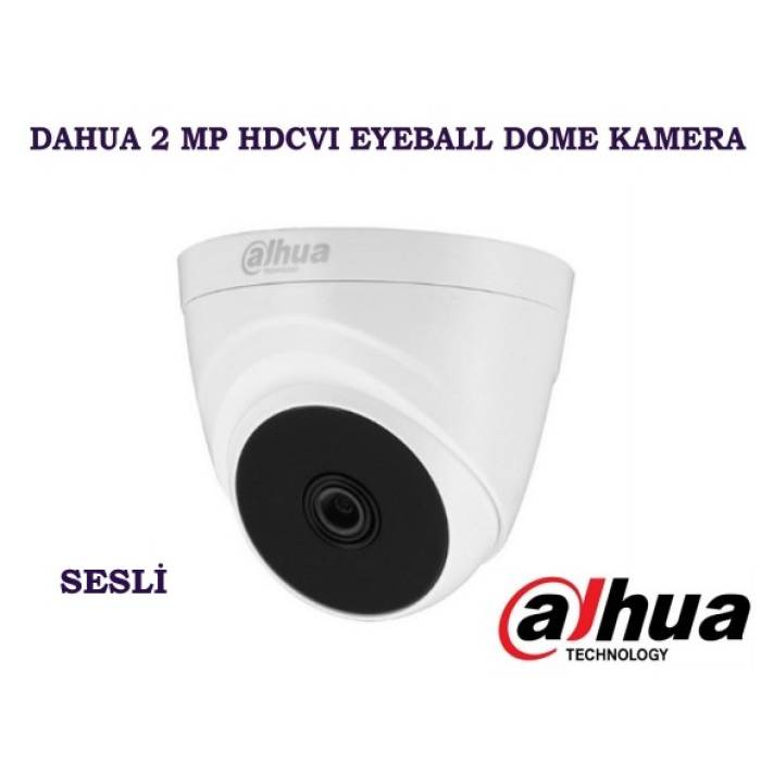 Dahua 2 MP HDCVI IR Eyeball Sesli Dome Kamera Hac-T1a21-A-DIP