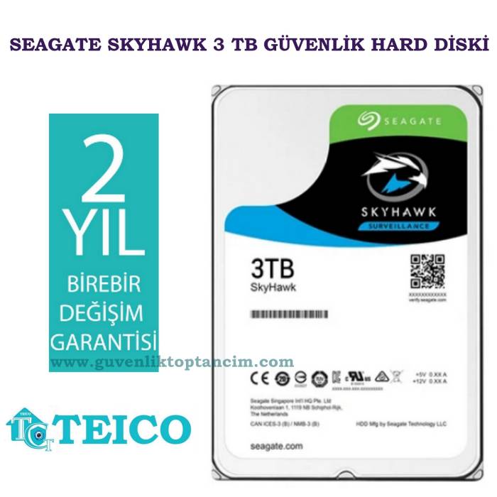 3 TB Seagate Skyhawk 7/24 Güvenlik Hard Diski 2 Yıl Birebir Değişim Garantili