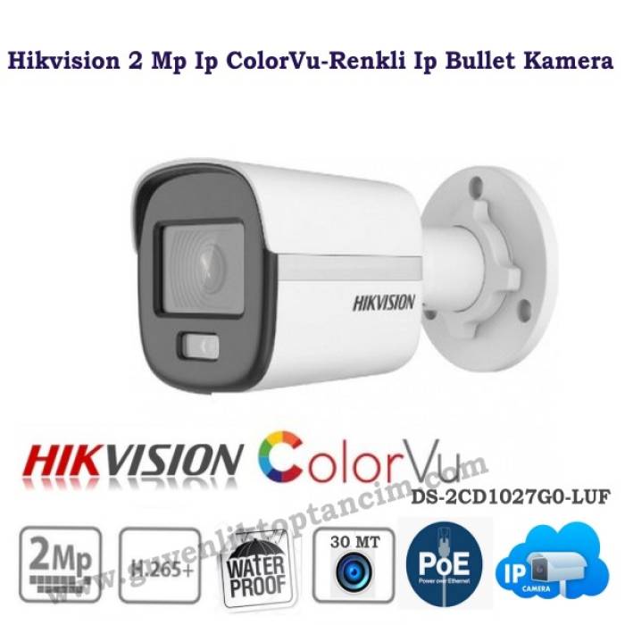 Hikvision DS-2CD1027G0-LUF 2 MP Colorvu Renkli Ip Bullet Kamera