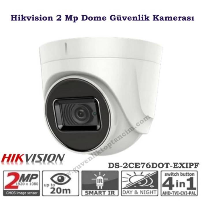 Hikvision DS-2CE76D0T-EXIPF HDCVI Gece Görüşlü 2 Mp Dome Güvenlik Kamerası