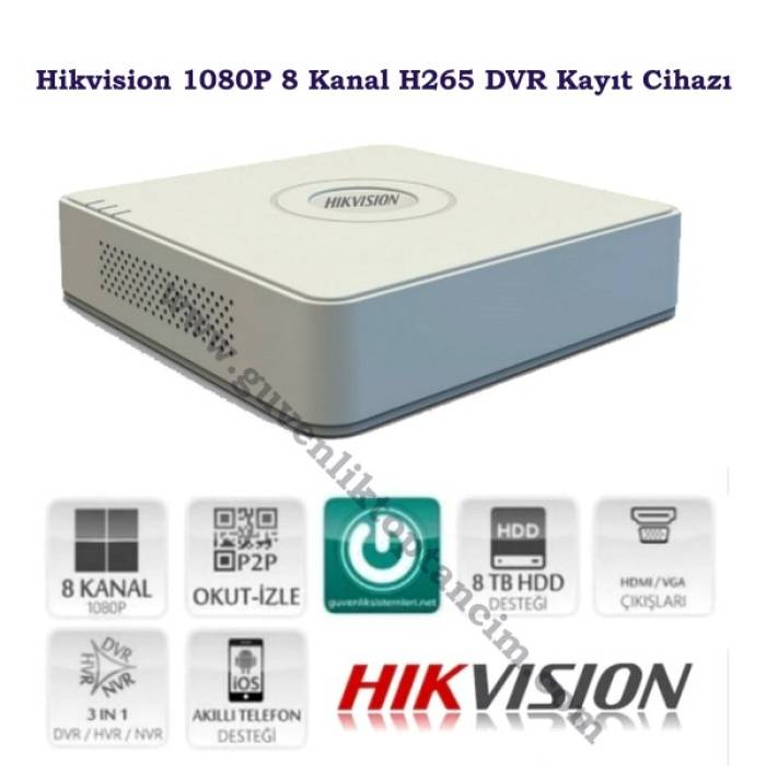 Hikvision DS-7108HGHI-K1 8 Kanal 2 MP 1080P DVR Kayıt Cihazı