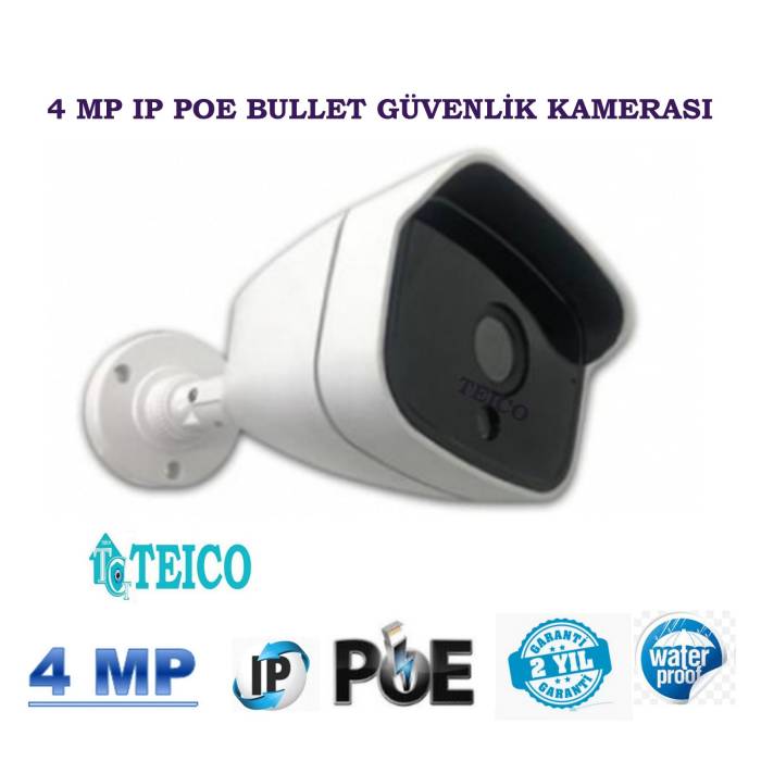 4 MP Ip PoE Plastik Kasa Bullet Güvenlik Kamerası Teico-3418