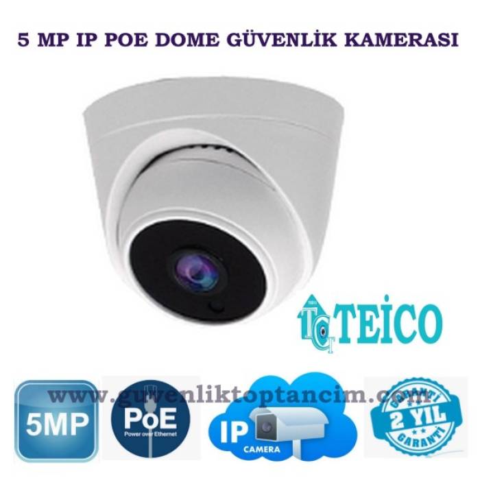 5 MP IP PoE Dome Güvenlik Kamerası Teico-3056