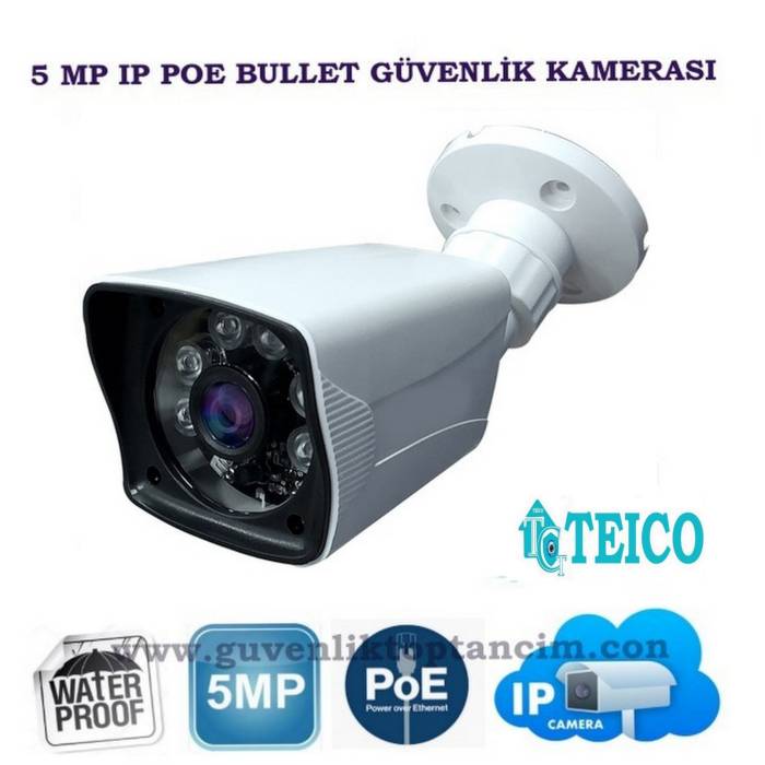 5 MP Ip PoE Plastik Kasa Bullet Güvenlik Kamerası Teico-3425