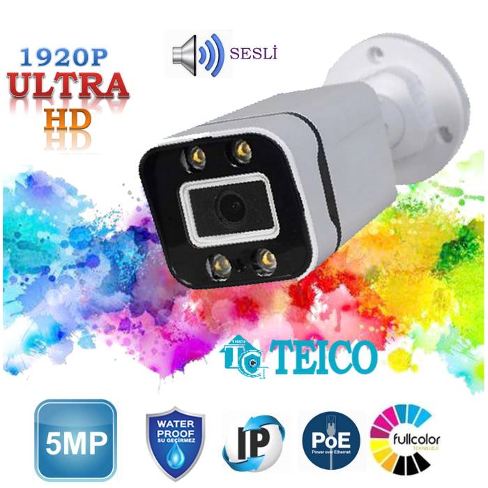 5 MP IP PoE Sesli Bullet Güvenlik Kamerası Teico-3545