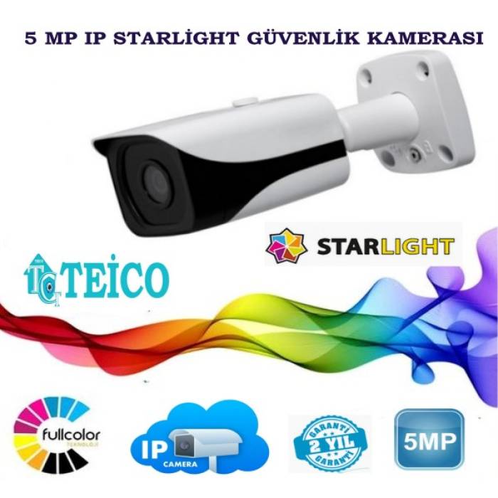 5 MP Ip PoE Starlight Bullet Mini Metal Kasa Güvenlik Kamerası Teico-3540