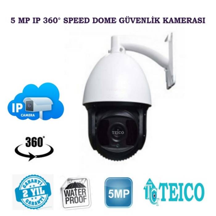 5 Mp IP Speed Dome 360 Derece PTZ Güvenlik Kamerası Teico-3005