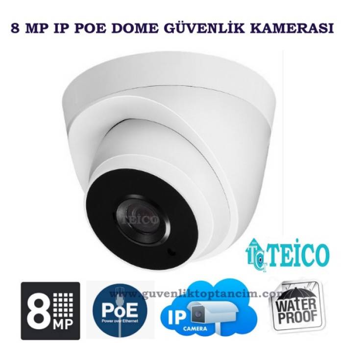 8 MP Ip Mega Kasa Dome Güvenlik Kamerası Teico-3820