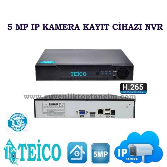 5 Mp 8 Kanal IP Kamera Kayıt Cihazı NVR Teico-9508