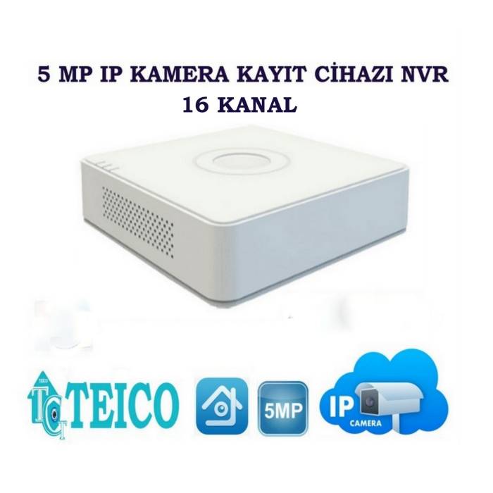 5 Mp 16 Kanal IP Kamera Kayıt Cihazı NVR Teico-9516