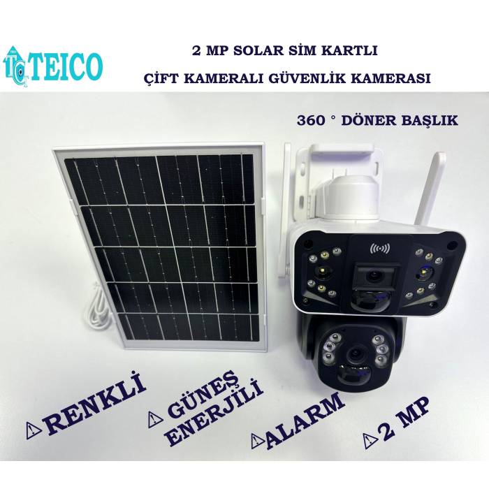 2 MP Solar Güneş Enerjili Mini Speed Dome Sim Kartlı PTZ Dış Ortam Wifi Güvenlik Kamerası Teico-4420