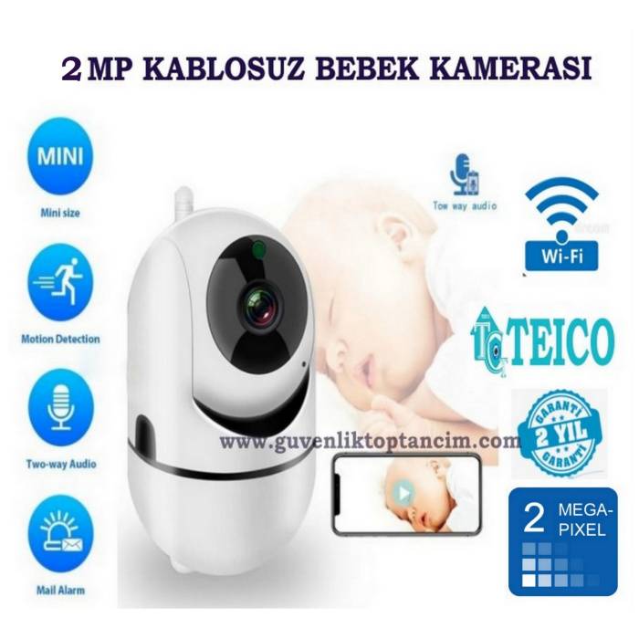 2 MP 360 Derece Kablosuz Bebek Kamerası Wifi Sesli Tek Anten Teico-4202