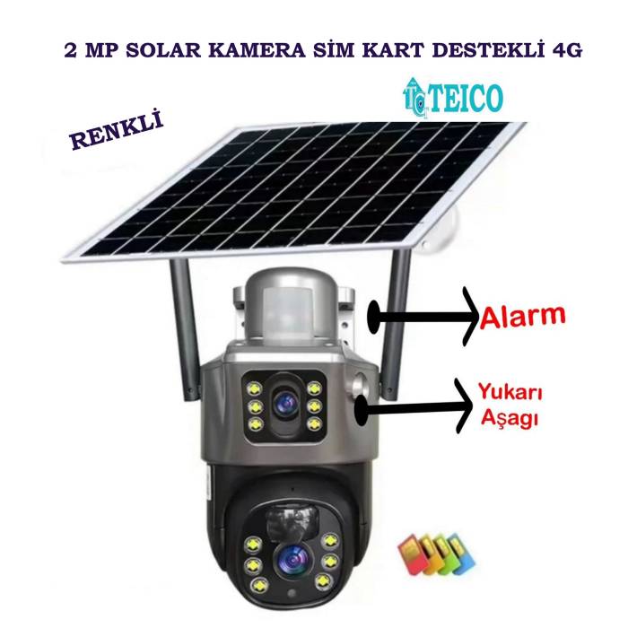 2 MP Solar Güneş Enerjili Mini Speed Dome PTZ Dış Ortam Wifi Güvenlik Kamerası Teico-4120