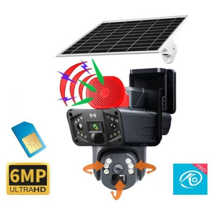 6 MP Solar Güneş Enerjili Speed Dome Alarmlı PTZ Dış Ortam Wifi Güvenlik Kamerası Teico-4160