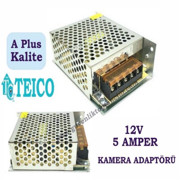 12V 5 Amper A Plus Kalite Metal Kamera Adaptörü Teico-5205A