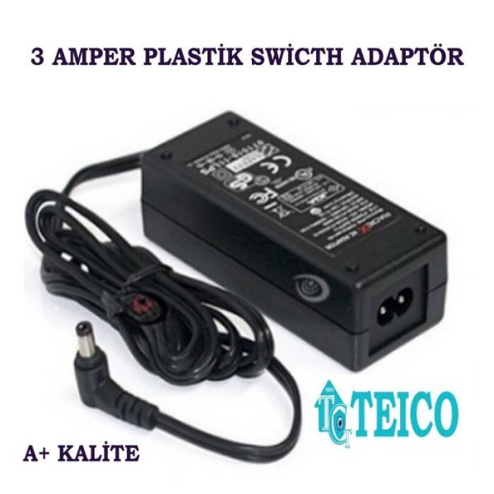 12V 3 Amper Plastik Switch Kamera Adaptörü Teico-5203