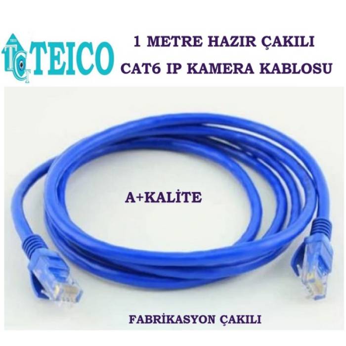 Cat6 1 Metre 23 AWG Hazır Uçları Fabrikasyon Yapılı Ip Kamera Kablosu Teico-5501