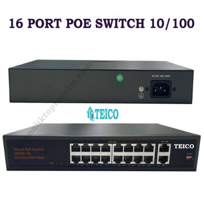 16 Port Poe Switch 10/100 16+2 Teico-5216