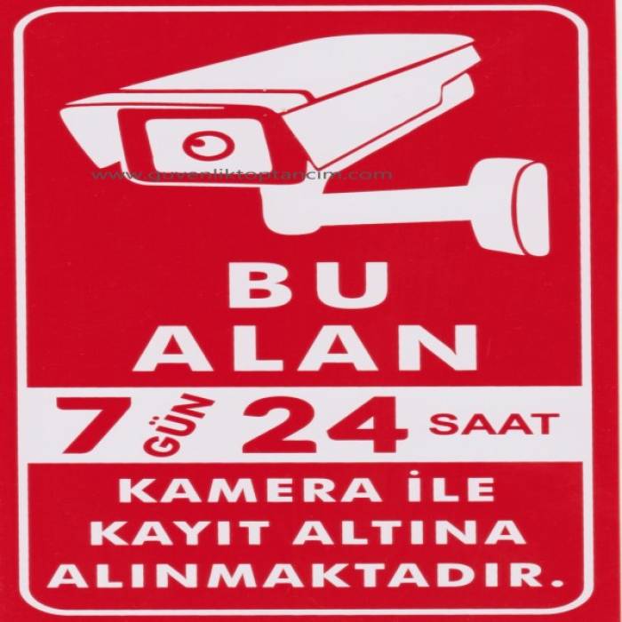 Bu Alan 7/24 Kamera ile Kayıt Altına Alınmaktadır Uyarı Levhası Yapışkanlı Sticker PVC 25*15 cm Teico-5525