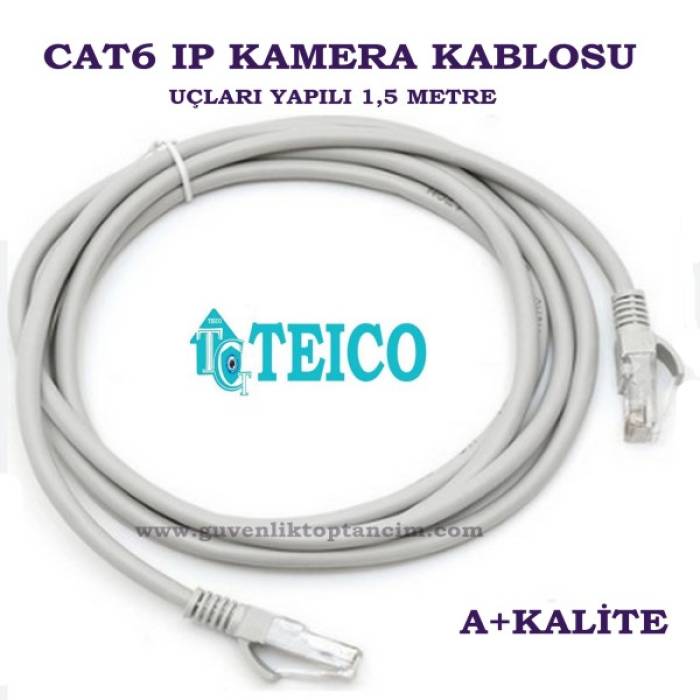 Cat 6 1,5 Metre 23 AWG Hazır Uçları Fabrikasyon Yapılı Ip Kamera Kablosu Teico-5515