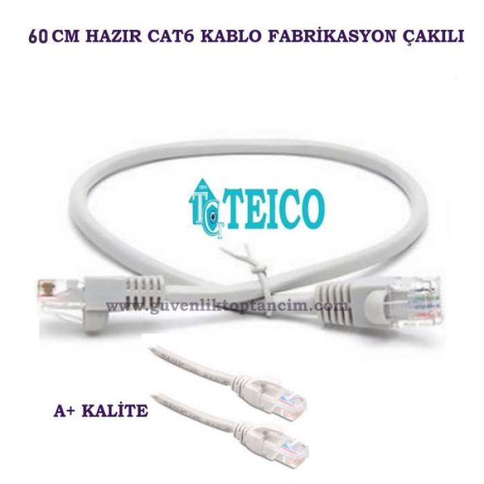 Cat 6 Patch Kablo 60 Cm 23 AWG Hazır Uçları Fabrikasyon Yapılı Ip Kamera Kablosu Teico-5506