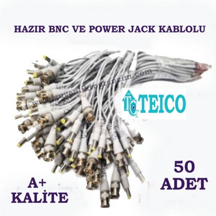 Hazır Bnc Power Jacklı Kablolu 50 Adet A+ Kalite Teico-5550