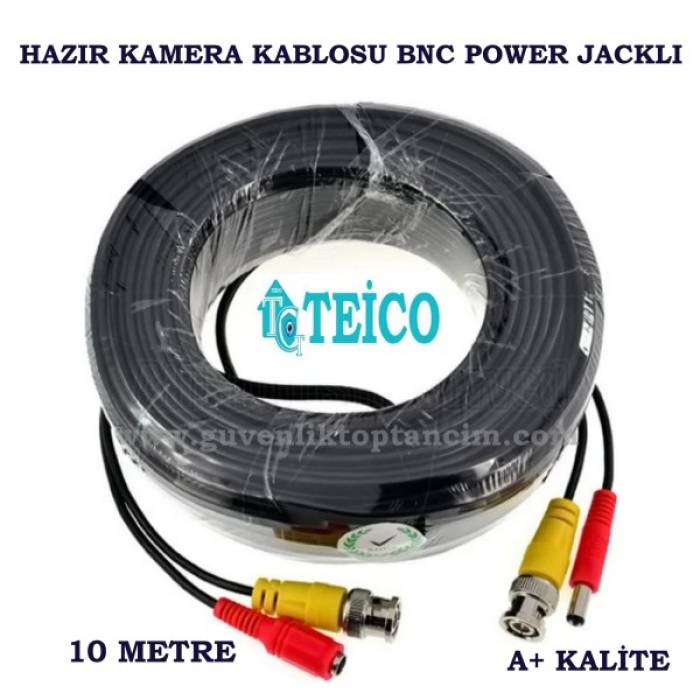 Hazır BNC Kamera Kablosu Kayıt Cihazı + Power CCTV 10 Metre Teico-5110