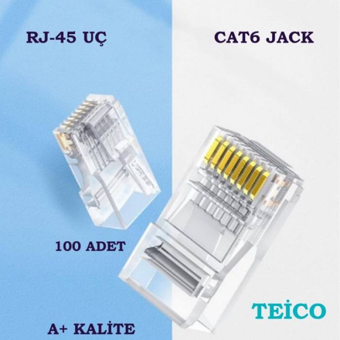 RJ45 Konnektör Soket CAT6 Jack 100 Adet Teico-5100