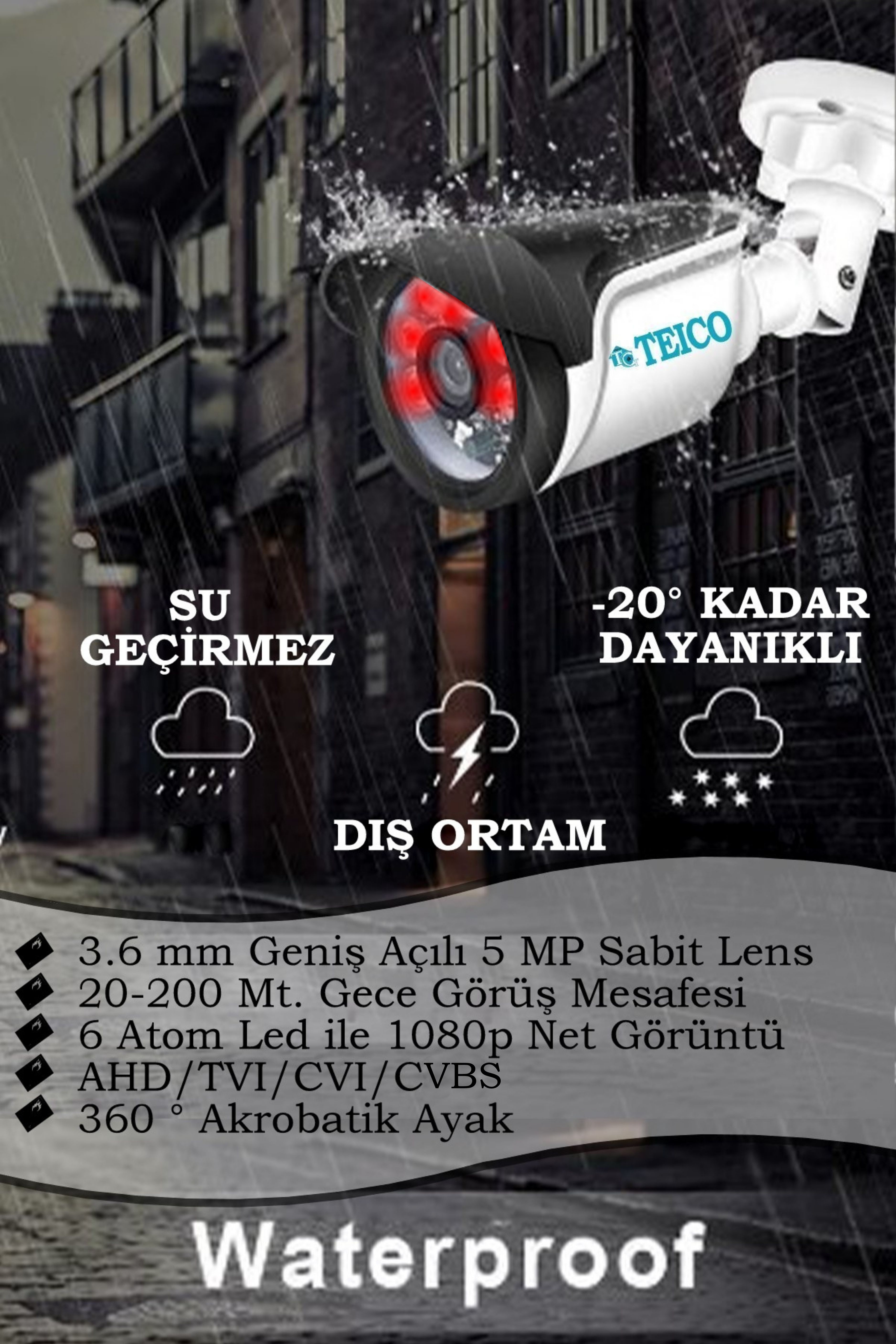 2 Mp 6 Atom Led Ahd Bullet Güvenlik Kamerası 1080p Teico-1216